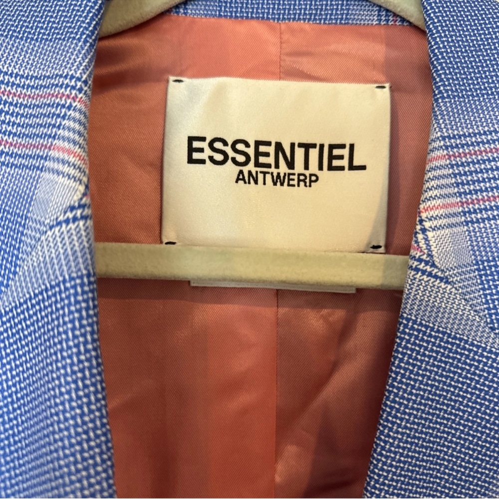Essentiel Blue & Pink Plaid Double-Breasted Blazer - Picture 12 of 16